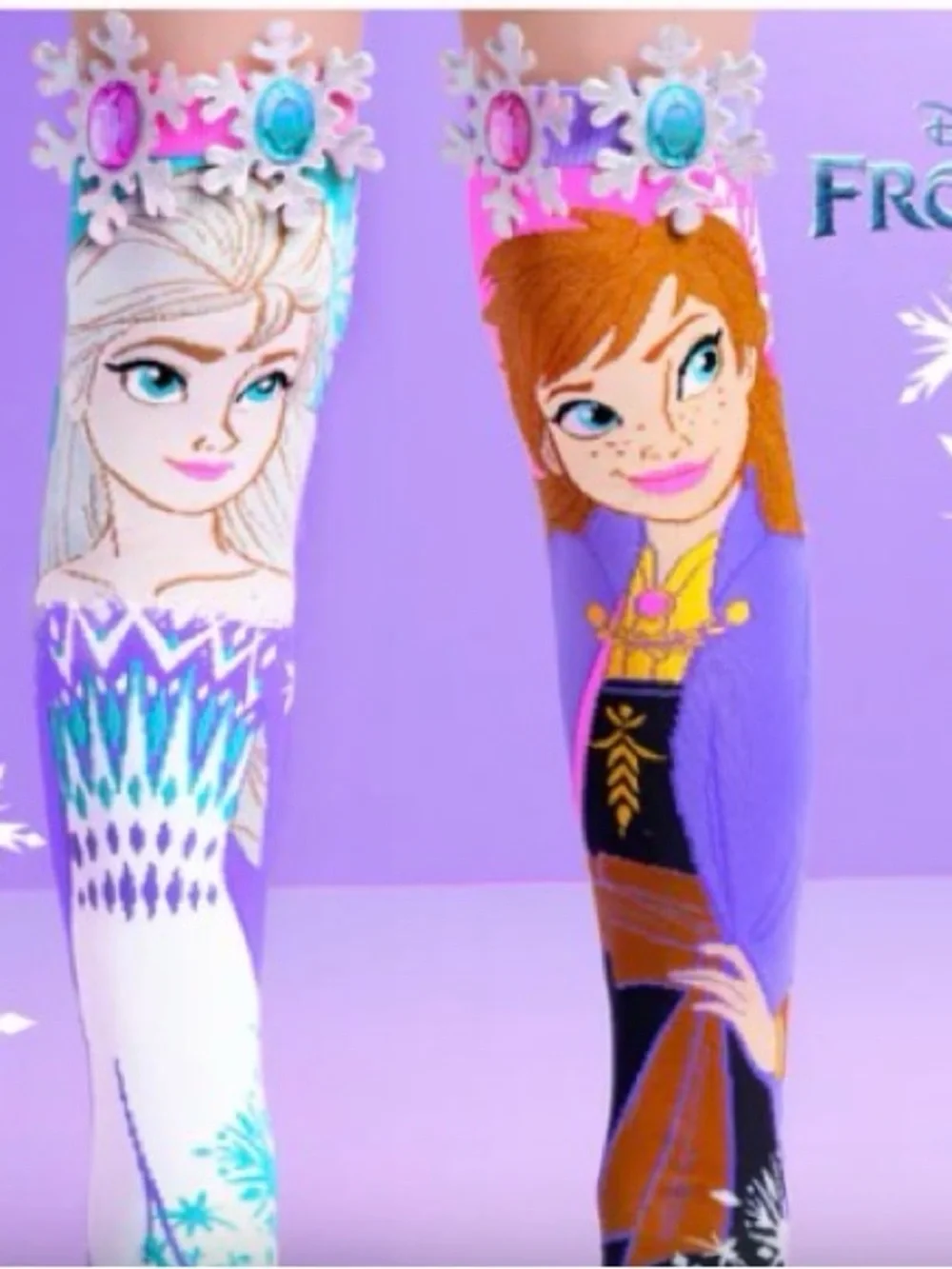 Disney Frozen Kids' Purple Character Knee-High Socks - Elsa & Anna